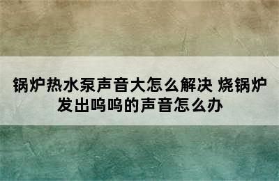 锅炉热水泵声音大怎么解决 烧锅炉发出呜呜的声音怎么办